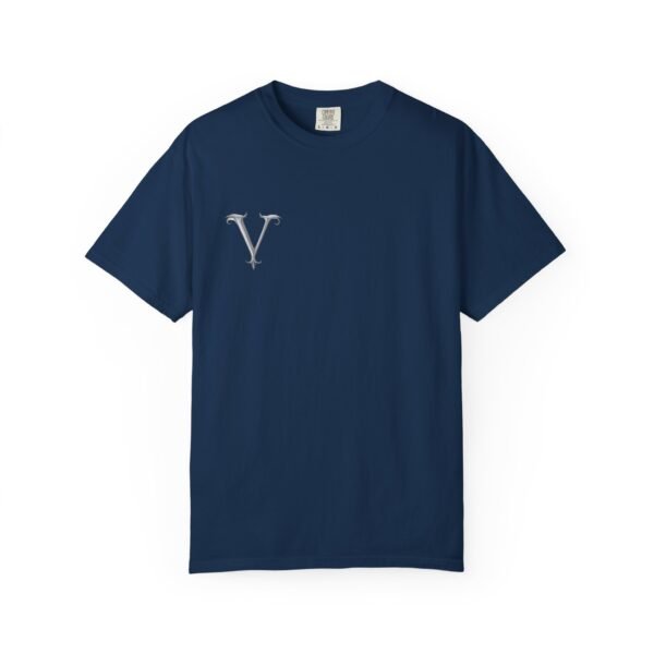 vertigo club graphic tee — 'v' chest logo & back text