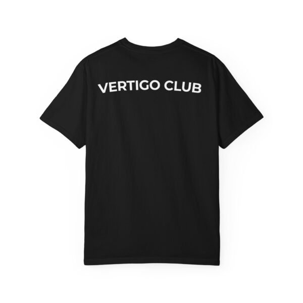 vertigo club graphic tee — 'v' chest logo & back text