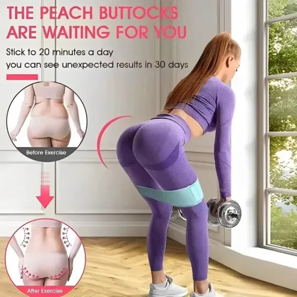 banda elástica para ejercicios de glúteos y muslos, ideal para sentadillas y estiramientos.