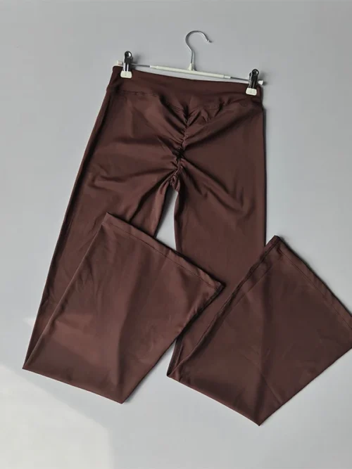 leggings acampanados de cintura cruzada push up para mujer